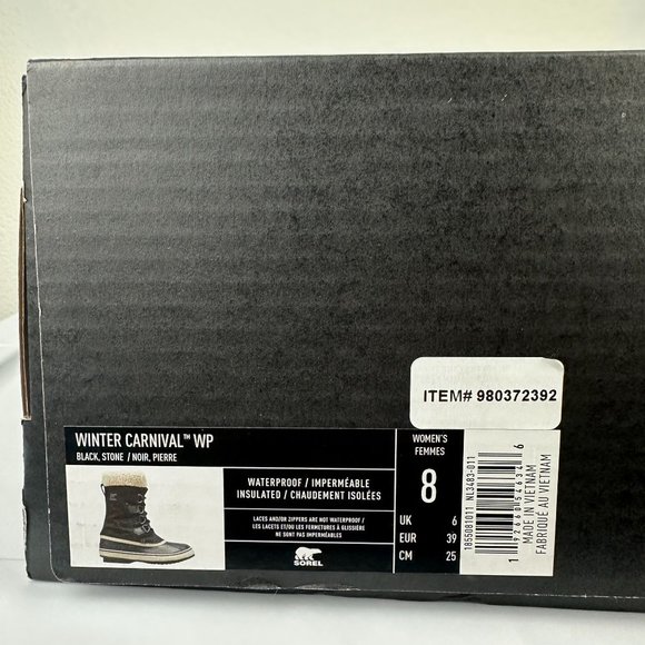 Sorel Womens Winter Carnival Boots Size 8 Black Waterproof Faux Fur Canvas - Picture 3 of 15